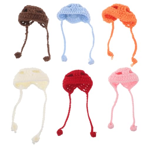 minkissy 6 Stück Teiliges Mini Strickmützen für Kleine Tiere und Puppen Handgefertigte Wollmützen für Flaschenverschlüsse Niedliche Dekorationen und DIY Bastelprojekte von minkissy