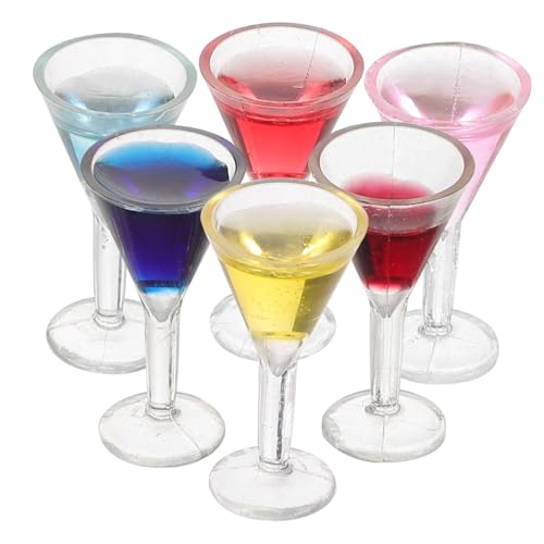 minkissy 6 Stück Teiliges Miniatur Cocktailgläser für Puppenhaus Bunte Mini Weingläser als Dekoration für Realistische Miniatur Trinkbecher für Puppen und DIY Zubehör von minkissy