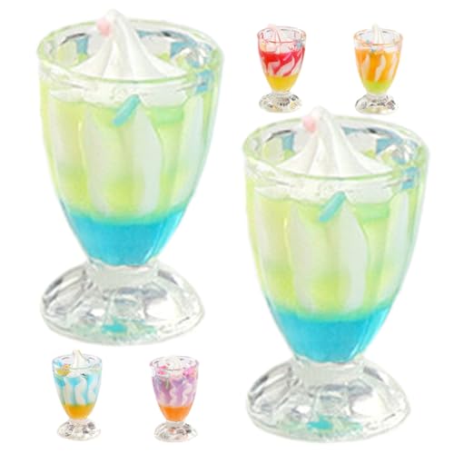 minkissy 6 Stück Teiliges Miniatur Eiscreme Becher aus Resin Realistische Miniatur Dessert Deko für Puppenhaus DIY Basteln Tiny House Zubehör Süße Kunststoffbecher für Mini Hausgestaltung von minkissy
