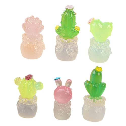 minkissy 6 Stück Teiliges Miniatur Kaktus aus Harz Realistische Kleine Pflanzenfiguren zur Büro und Wohnraumdekoration Leichtes Mini Pflanzenmodell für Tisch Regal und von minkissy