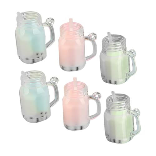 minkissy 6 Stück Teiliges Miniatur Milchtee Becher Bunte Puppenhaus Deko Realistische Mini Getränke Modelle Leichte Bruchfeste Puppenhaus Zubehör für Küchen und Esszimmerdekoration von minkissy