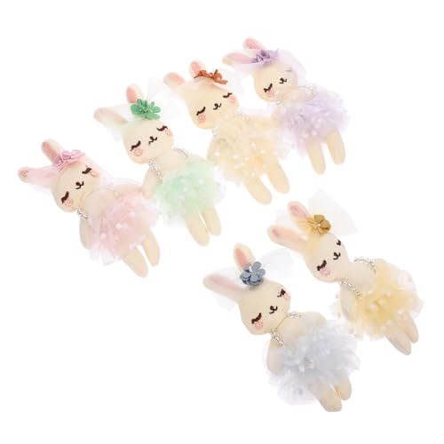 minkissy 6 Stück Teiliges Plüsch Kaninchen für Ostern Niedliche Gefüllte Hasenpuppen als Haarschmuck und Deko für Ostergeschenke und Frühlingsdekoration von minkissy
