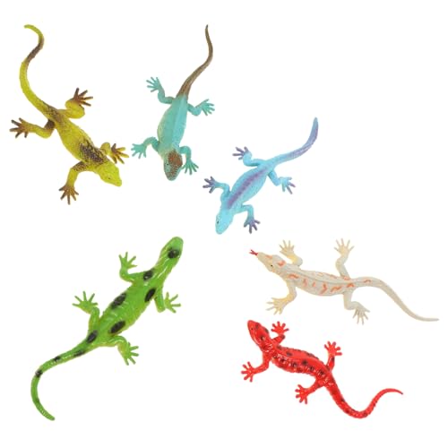 minkissy 6 Stück Teiliges Reptilien Set Realistische Kunststoff Eidechsen Figuren Lebensecht Lernspielzeug Dekoration für Garten Balkon Wohnzimmer von minkissy