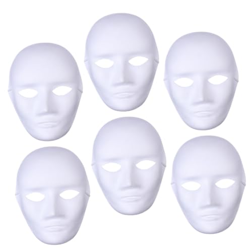 minkissy 6 Stück Weiße DIY Papiermasken zum Bemalen Leere Handgemachte Pappmasken für Männer Bastelset für Kreative als Halloween oder Faschingsmaske minkissy 6 Stück Weiße DIY Papiermasken zum Bemalen Leere Handgemachte Pappmasken für Männer Bastelset für Kreative als Halloween oder Faschingsmaske von minkissy