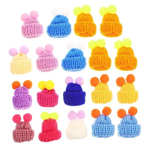 minkissy 60 Stück Mini Strickmützen aus Wollgarn Kleine Dekorative Puppenhüte Wiederverwendbare DIY Bastelaccessoires Bunte Mini Hüte für Foto Requisiten und Zufällige Zufällige Farbe von minkissy