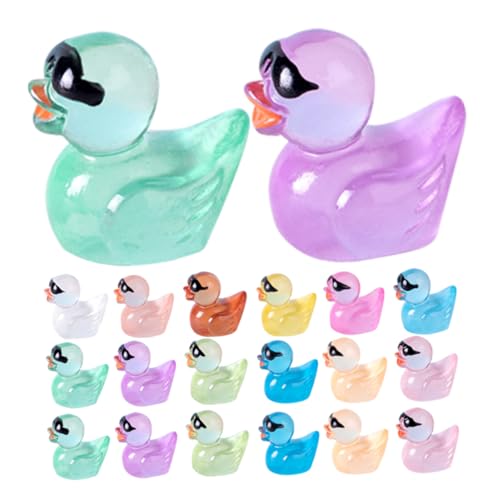 minkissy 60 Stück Miniatur Duck Statue Teiliges Leuchtendes Entchen Dekoration für Miniaturgärten Puppenhäuser Cake Toppers und Mehr Farben Bunte Mischung von minkissy