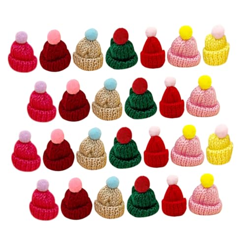 minkissy 60 Stück Teiliges Bunte Mini Weihnachtsmützen aus Wollgarn DIY Bastelzubehör für Puppen Festliche Dekorationen und Partyaccessoires Kreative Strickmützen für Weihnachtsfeiern und von minkissy