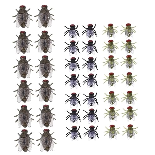 minkissy 60 Stück Teiliges Halloween Insekten Realistische Fliegen Modelle in Schwarz und Grün Leichte Langlebige Prank Requisiten für Halloween Partys und Kostümfeiern von minkissy