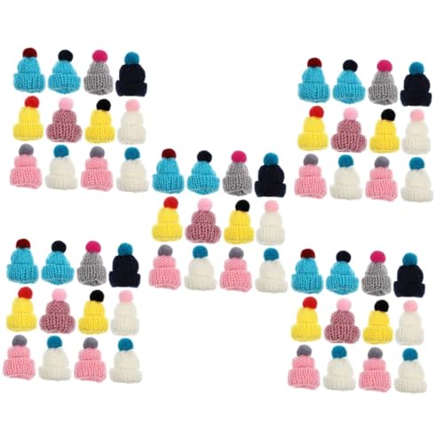 minkissy 60 Stück Teiliges Miniatur Strickmützen aus Hochwertigem Garn Verschleißfest Vielseitig Einsetzbar für DIY Bastelprojekte Weihnachtsdeko Puppenaccessoires und von minkissy