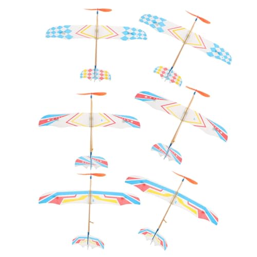 minkissy Gummibandflugzeug 6 Stück Outdoor Spielzeug für Kinder Kleiner Segelflugzeuge Wiederverwendbare Flugzeugmodelle Sicheres Flugzeugspielzeug für Familien von minkissy