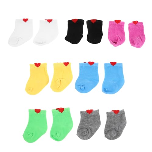 minkissy 7 Paare Puppensocken für American Doll Bunte Passgenaue Strümpfe für Puppenkleidung Vielseitiges Zubehör für Fantasievolles Ankleiden und Sammelfiguren von minkissy