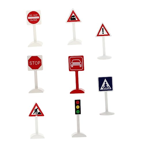 minkissy 8 Stück Miniatur Verkehrszeichen Set Teilig Sandkasten Dekoration für Simulation Verkehrsmodelle für Sicheres und Lernen von minkissy