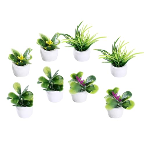 minkissy 8 Stück Miniature Pflanzen Modell Teilig Kunstharz Bonsai für Puppenhaus Dekoration Realistische Topfpflanzen für Miniaturhäuser Garten Zubehör DIY Handwerk von minkissy