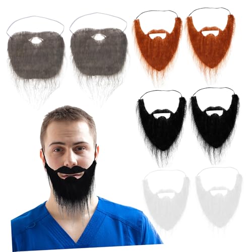 minkissy 8 Stück Teiliges Falscher Bart aus Polyester Elastisch Verstellbar Weiche Farbig Braun Bequem für Halloween Weihnachten Party-kostüm von minkissy