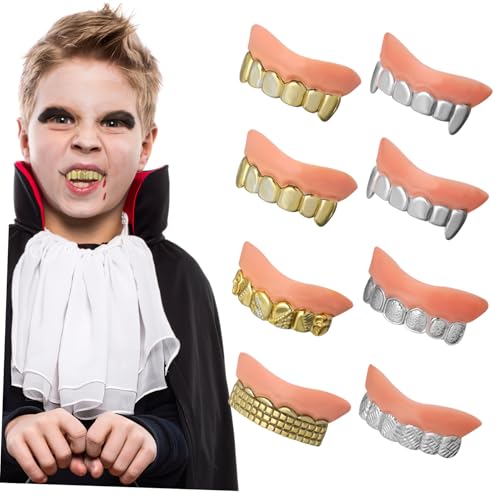 minkissy 8 Stück Teiliges Halloween Deko mit Lustigen Gold und Silberfarbenen Fake Zähnen Langlebige Halloween Requisiten für Erwachsene und Vielseitige Kostüm Accessoires Verschiedene minkissy 8 Stück Teiliges Halloween Deko mit Lustigen Gold und Silberfarbenen Fake Zähnen Langlebige Halloween Requisiten für Erwachsene und Vielseitige Kostüm Accessoires Verschiedene von minkissy