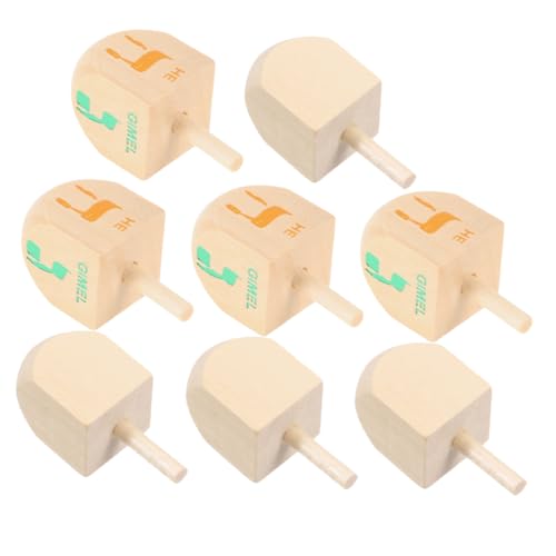 minkissy 8 Stück Teiliges Holz Dreidel für Chanukka DIY Bastelspielzeug mit Bunten Buchstaben Sichere und Langlebige für Dekoration für Festlichkeiten und Kreativprojekte von minkissy