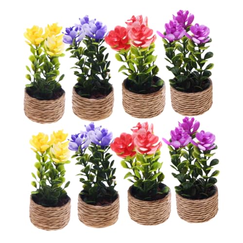 minkissy 8 Stück Teiliges Miniatur Pflanzen Puppenhäuser Detailgetreue Künstliche Bonsai im Mini-blumentopf Langlebige Dekoration für DIY Basteln Vielseitig Einsetzbar als Miniatur von minkissy