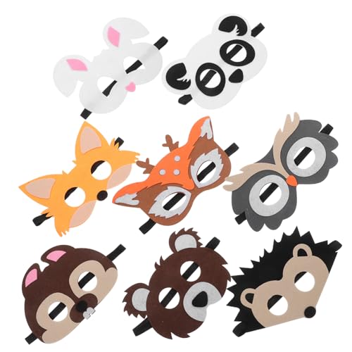 minkissy 8 Stück Teiliges Wiederverwendbarer Filz Tiermasken Hautfreundlich Atmungsaktiv Realistische Cartoon Tiergesichter für Halloween Karneval Cosplay Kostüm Party von minkissy