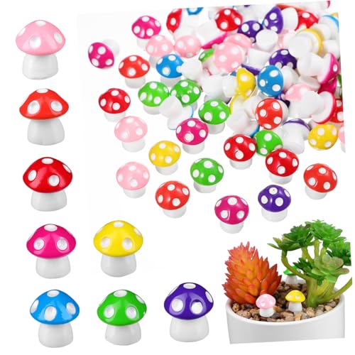 minkissy 80 Stück Miniatur Pilze Deko Resin Figuren für Mikro Landschaften Mini Aquarien Home Party Dekoration Farben Vielseitig und Robust von minkissy