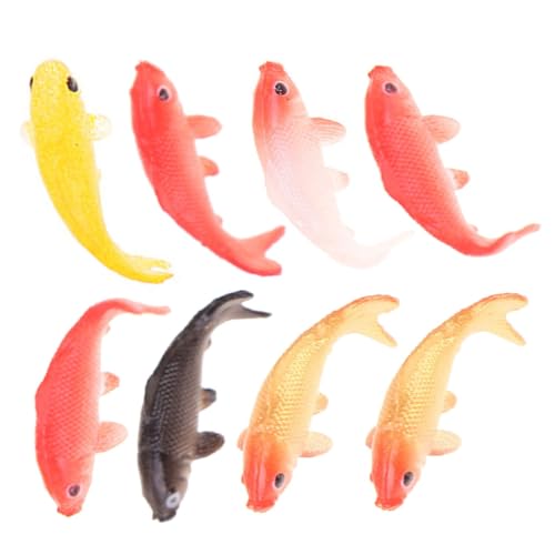 minkissy 8Stücke Teiliges Miniatur Fischset Realistische Karpfen Dekoration für Aquarien und Puppenhäuser Mini Koi Fische für Feengärten und Landschaftsbau von minkissy