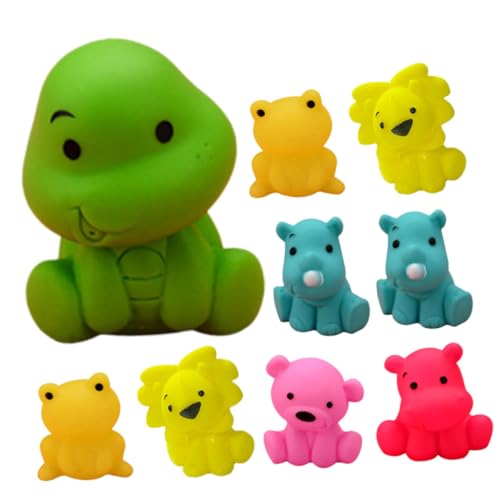 minkissy 9 Stück Teiliges Badespielzeug für Junge Mädchen Bunte Quietschende Badetiere aus Weichem Material Fördert Kreativität Hand Augen Koordination und Sensorisches Lernen Beim Baden von minkissy