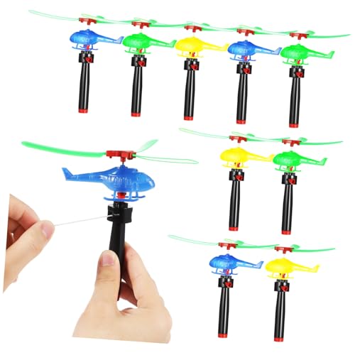 minkissy 9 Stück Teiliges Fliegendes Hubschrauber Spielzeugset Ziehschnur Hubschrauber für Outdoor Spaß Kreative Unterhaltung und Farbenfrohe Figuren für Partys und von minkissy