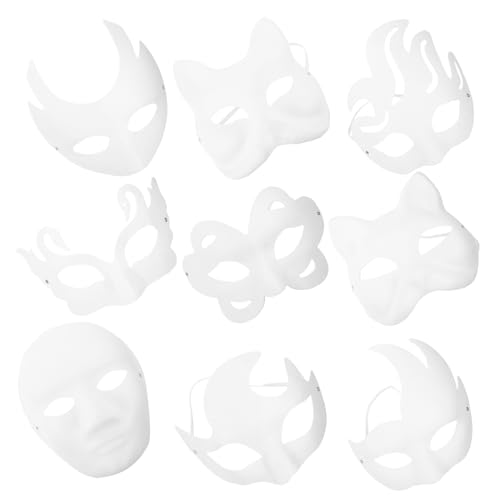 minkissy 9 Stück Teiliges Weiße DIY Papiermasken zum Bemalen Leichte Wiederverwendbare Papp Masken für Halloween Karneval Kostümparty Geeignet für Erwachsene und Kreative minkissy 9 Stück Teiliges Weiße DIY Papiermasken zum Bemalen Leichte Wiederverwendbare Papp Masken für Halloween Karneval Kostümparty Geeignet für Erwachsene und Kreative von minkissy