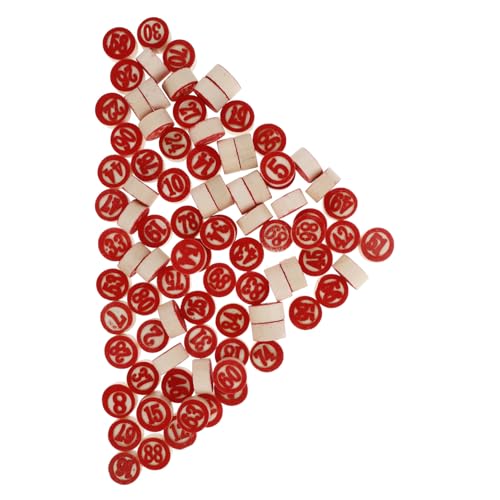 minkissy 90 Stück Holz Zahlen Spielsteine Set Nummern Doppelseitig Rot Brettspiel Zubehör für Denkspiele Familie und Party von minkissy