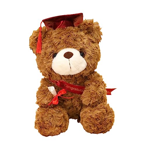minkissy Abschluss Bär Plüsch Stofftier mit Tiefbraunem Hut Geschenkidee für Graduierung Kuscheltier für Erwachsene Tolle Dekoration für Schlafzimmer und Wohnzimmer von minkissy