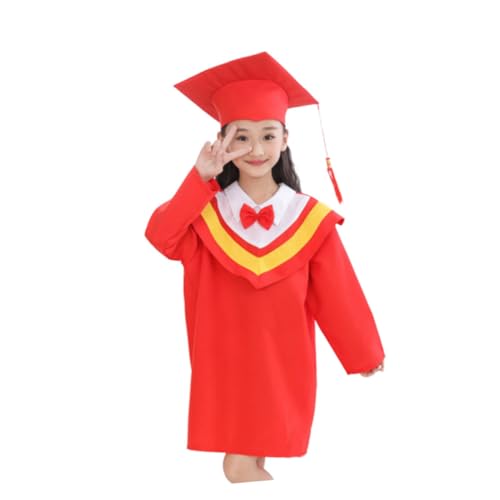 minkissy Abschlusskleid und Mütze für Abschlusskindergarten Grad Schule Jungs Kleider Robe Festliche Kleidung Cosplay -Kostüme Abschluss Bachelor Mantel rot von minkissy