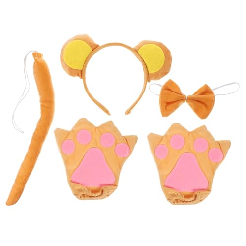 minkissy Affenkostüm Set mit Weichem PP Baumwoll Stirnband Fliege und Handschuhen Bequemes Tierkostüm Zubehör für Themenpartys Zoo Besuche und Kinderaufführungen von minkissy