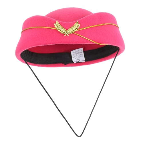 minkissy Airline Stewardess Hut Damen Cosplay Accessoire Eleganter Filzhut für Partys Modenschauen und Kostüme für Halloween und Besondere Anlässe eine Passt Meist von minkissy