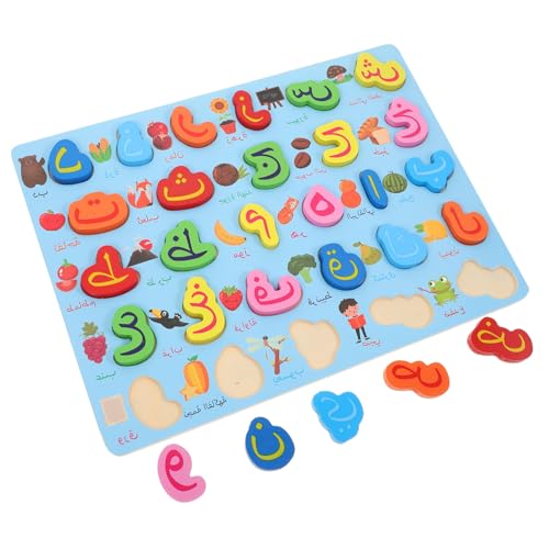 minkissy Arabisches Holzpuzzle Lernspielzeug für Kleinkinder Montessori Alphabet Steckspiel Großes Form Matching Brett Pädagogisch für Frühe Bildung und Logisches Denken von minkissy