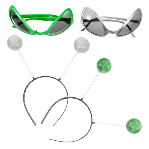 minkissy Außerirdische Partybrille mit Fühlern und Haarreif Lustiges Kostümzubehör für Karneval Halloween und Cosplay Silber Grünes Teiliges für Erwachsene Bequeme Passform minkissy Außerirdische Partybrille mit Fühlern und Haarreif Lustiges Kostümzubehör für Karneval Halloween und Cosplay Silber Grünes Teiliges für Erwachsene Bequeme Passform von minkissy