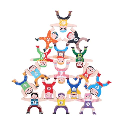 minkissy Balancespiel Holzbausteine Naturbelastbar Farbenfroh Fördert Kreativität Gleichgewicht und Koordination für Montessori Lernspielzeug Drinnen und Draußen von minkissy
