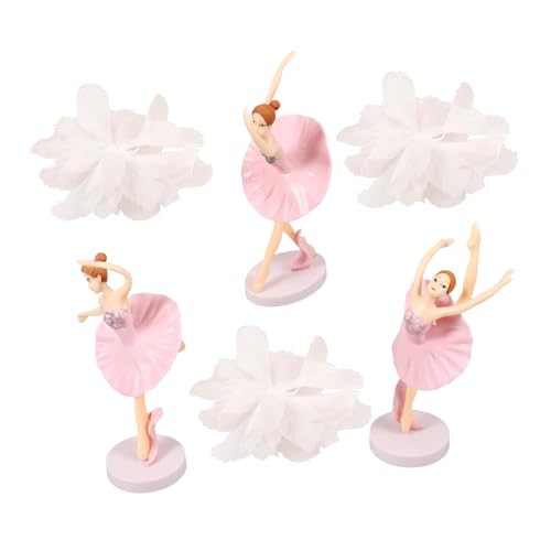 minkissy Ballerina Cake Topper Set Teilig Elegante Tortendeko mit Tanzenden Figuren aus Kunststoff und Gauze Diy Rock Vielseitige Kuchen und Raumdekoration für Geburtstag und von minkissy