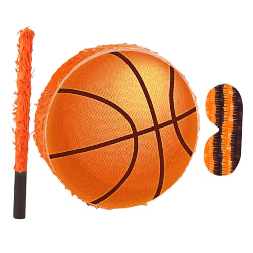 minkissy Basketball Pinata mit Bat Augenbinde und Konfetti Bunte Kindergeburtstag Dekoration Robuste Pappkonstruktion Einfach zu Befüllen für Sport-mottoparty und Geburtstagsspiele von minkissy