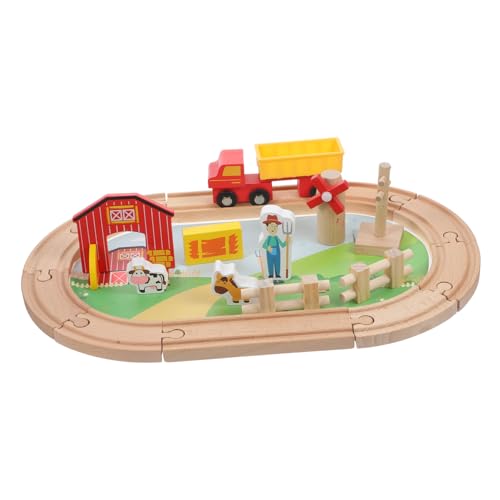 minkissy Bauernhof Tieren Pädagogisches Holzspielzeug für Kleinkinder Dreiteiliger Zug Fördert Kreativität Selbstvertrauen und Sprachentwicklung Kompakt und Platzsparend von minkissy