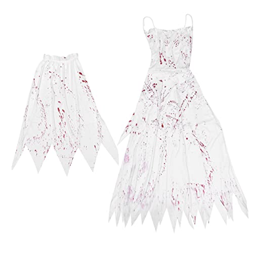 minkissy Blutiges Brautkostüm für Damen Halloween Gruselkostüm für Partys Maskeraden Weiches Material Schaurige für Schreckliche Auftritte Rollenspiele von minkissy
