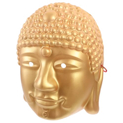minkissy Buddha Maske Halloween Kostümmaske Kreatives Partyzubehör Vielseitig für Karneval Cosplay Maskerade Ball mit Goldenem Buddha Design und Komfortabler von minkissy