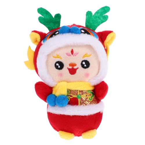 minkissy Chinesische Drachen-plüschfigur Weiches Stofftier als Glücksbringer und Festliche Dekoration für Chinesisches Neujahr Hängender Drache im Traditionellen Stil für Tisch und Fenster von minkissy