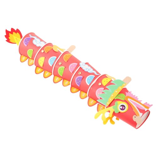 minkissy Chinesische Neujahrsdekoration Papierdrache DIY Bastelset Dragon Ornament für Party Fotorequisiten Rotes Leicht Handlich von minkissy