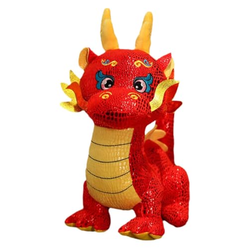 minkissy Chinesisches Neujahrs Maskottchen Plüsch Drache Weiches Stofftier Glücksbringer Kuschelspielzeug für Dekoration von minkissy