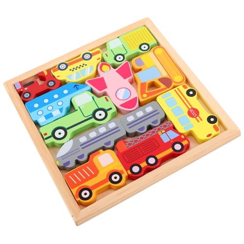 minkissy Chunky Holzfahrzeug Puzzle für Kleinkinder Teiliges Lernspielzeug für Vorschüler zur Kognitiver Fähigkeiten und Hand Auge Koordination von minkissy
