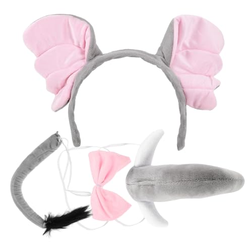 minkissy Cosplay Elefantenohren Haarreif Set mit Flauschigem und Festlichem Schleifenband Weiches Bequemes Tierkostüm Zubehör für Karneval Halloween und Partys von minkissy