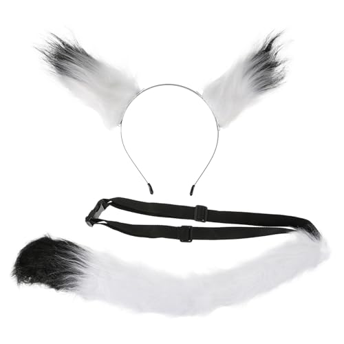 minkissy Cosplay Fuchsohren und Plüsch Set Kunstfell Weiß schwarz Halloween Fasching Tierkostüm Zubehör für Mädchen Kostüm Party minkissy Cosplay Fuchsohren und Plüsch Set Kunstfell Weiß schwarz Halloween Fasching Tierkostüm Zubehör für Mädchen Kostüm Party von minkissy