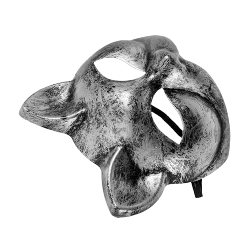 minkissy Cosplay Katzenmaske für Halloween Einzigartige Tiermaske für Kostümpartys Halbe Gesichtsmaske Retro Silber für Maskeraden und Kreative Looks minkissy Cosplay Katzenmaske für Halloween Einzigartige Tiermaske für Kostümpartys Halbe Gesichtsmaske Retro Silber für Maskeraden und Kreative Looks von minkissy