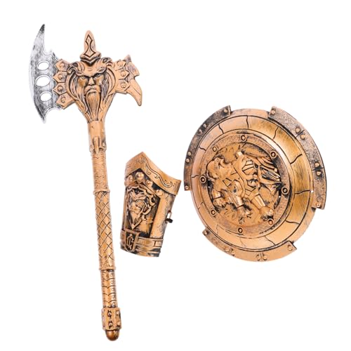 minkissy Cosplay Teiliges Antikes Ritter Waffenset mit Schild Rollenspiel Requisite für Bühnenauftritte und Verkleidungen Komfortabel und Praktisch von minkissy