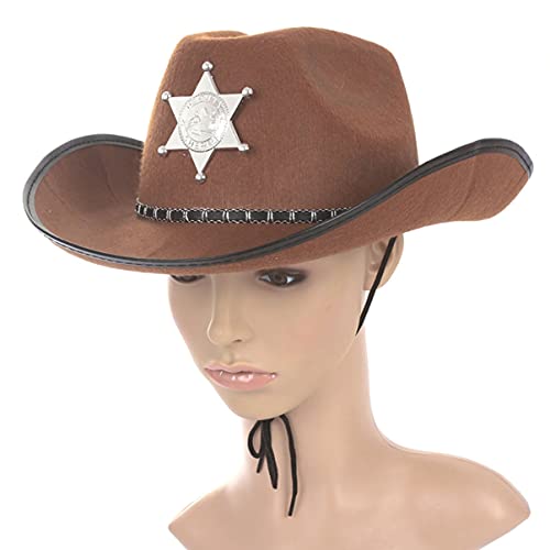minkissy Cowboy Hut Westlichen Wild West Sheriff Hut mit Fünf Stern Halloween Cosplay Partei Kostüm für Frauen Männer () von minkissy