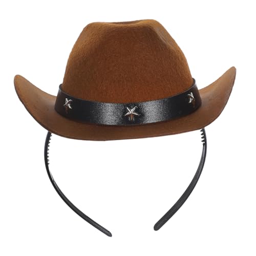 minkissy Cowboyhut-Stirnband cowboyhut für Cowgirl Party Haarband Cowboy-Haarband Tanzkostümstirnband Mini-Western-Cowboy-Hut Mini-Cowboy-Hut-Stirnband kleiner Cowboyhut Vlies Coffee von minkissy